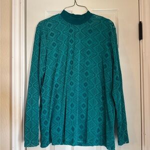Teal mesh patterned top
